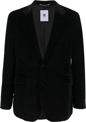 PT Torino Single-Breasted Velvet Blazer