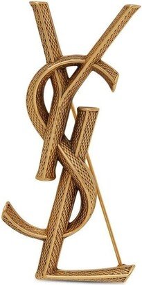 Textured Logo Letter Brooch