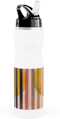 Photo Water Bottles: Abstract Cali Sunset - Multi Stainless Steel Water Bottle With Straw, 25Oz, With Straw, Multicolor