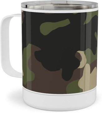 Travel Mugs: Ducks, Trucks, And Eight Point Bucks - Camo Stainless Steel Mug, 10Oz, Green