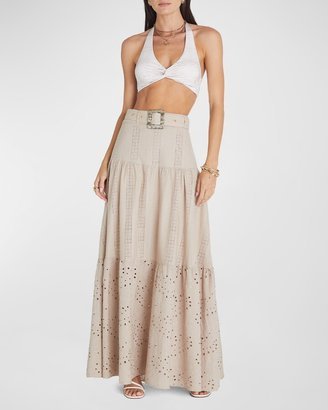 Aqua Blu Australia Carolina Embroidered Maxi Skirt-AA