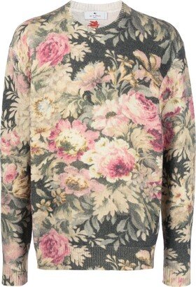 Floral-Print Wool Jumper