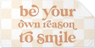 Towels: Checkered Smile Towel, Multicolor