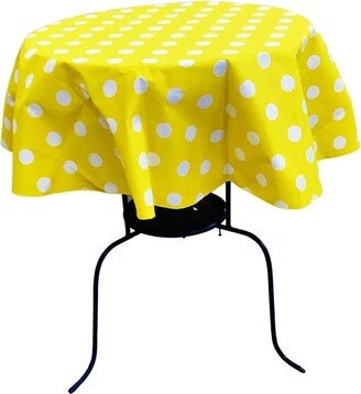 Round Poly Cotton Print Tablecloth | Polka Dot White On Yellow. Choose