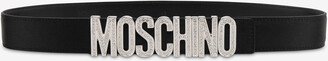 Lettering Logo Belt With Rhinestones