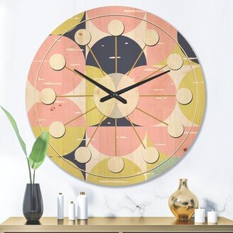 Designart 'Retro Pastel Circular Pattern I' Mid-Century Modern Wood Wall Clock