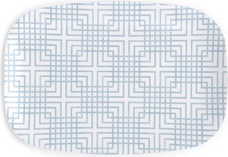 Serving Platters: Cross Grid - Blue Serving Platter, Blue