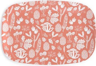 Serving Platters: Nature Walk Block Print - Pink Serving Platter, Pink