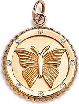 Moon & Meadow Charm Collection 14K Yellow Gold Diamond Butterfly Disc Charm