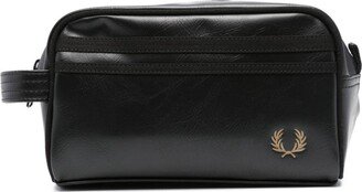 Debossed-Logo Faux-Leather Wash Bag