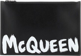 'mcqueen Graffiti' Leather Flat Pouch-AB