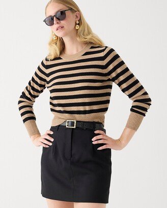 Cashmere shrunken crewneck sweater in stripe