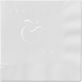 Wedding Napkins: Nouveau Connection Napkin, White, White