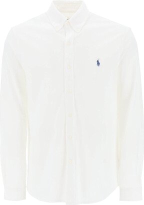 long-sleeved polo shirt in lightweight cotton mesh