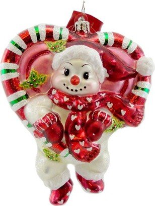 Company Frost N Love - One Glass Ornament 5 Inches - Ornament Snowman Heart Charity - 1012105 - Glass - Red