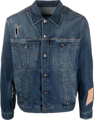 Distressed-Finish Denim Jacket-AB