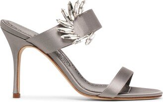 Chivela 90 grey satin mules