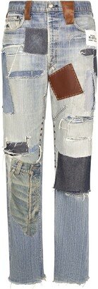 Patchwork-Design Ripped Jeans