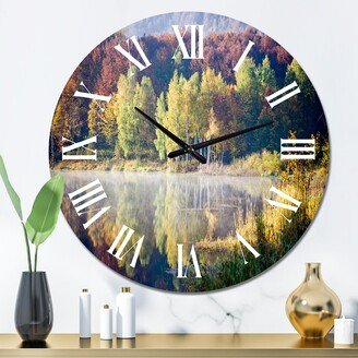 Designart 'Autumncolors By The Lakeside' Traditional wall clock