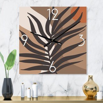 Designart 'Tropical Leaf Silhouettes and Shapes II' Modern Wall Clock Decor