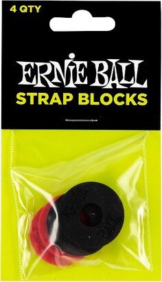 Ernie Ball Strap Blocks 4-Pack, Black and Red