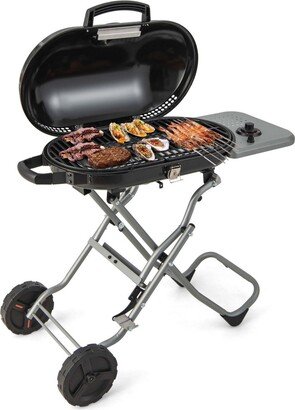 Portable Propane Grill Folding Gas Grill Griddle with Wheels & Side Shelf