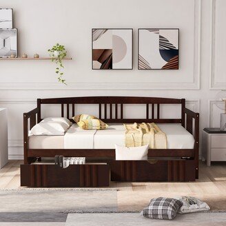 Gerojo Dual-use Twin Daybed Wood Bed with 2 Storage Drawers &Side Rails,White