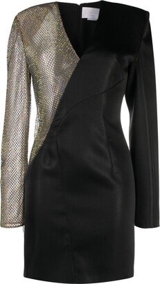 Asymmetric Rhinestone-Embellished Dress