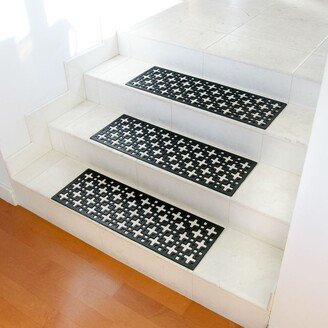 Rubber-Cal 6- Piece Stars Step Mat Rubber Stair Treads, 9.75 by 29.75-Inch, Black