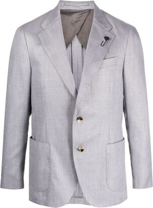 Notched-Lapel Single-Breasted Blazer-AE