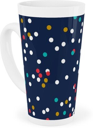 Mugs: Fun-Fetti - Polka Dot - Navy Blue Tall Latte Mug, 17Oz, Blue