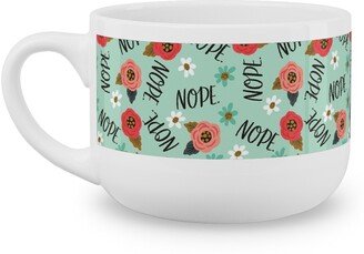 Mugs: Pretty Nope - Floral - Blue Latte Mug, White, 25Oz, Blue