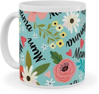 Mugs: Mom's The Word - Multi Ceramic Mug, White, 11Oz, Blue