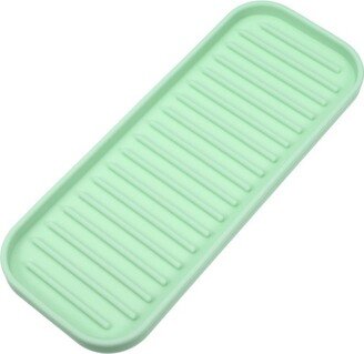 Unique Bargains Soap Dish Soap Cleaning Storage for Bathroom Kitchen Silicone 1 Pcs Light Green 9.01''x3.54''