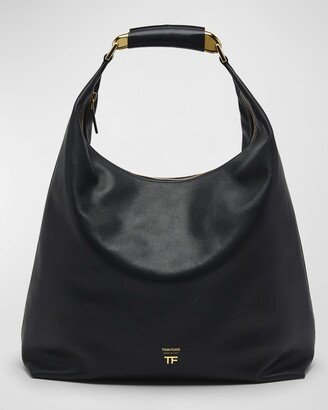 Bianca Large Grain Leather Hobo Bag