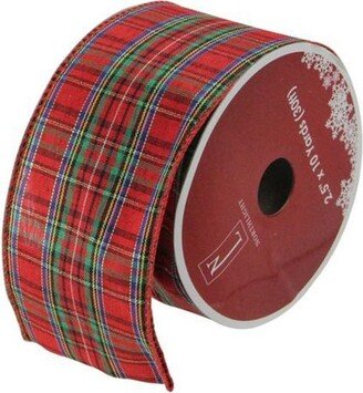 Northlight Red and Blue Plaid Wired Christmas Craft Ribbon 2.5