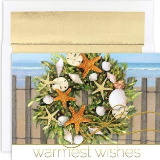 Masterpiece Studios Masterpiece Warmest Wishes 16-Count Christmas Cards, Warm Wishes Wreath