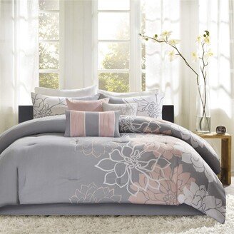 Gracie Mills Lola Comforter, Grey/Blush - King - Grey/blush