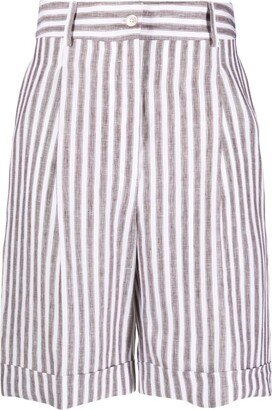 Vertical-Stripe Knee-Length Shorts