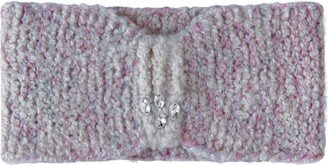 Grace Cashmere Zurich Aura Hand-Knitted Cashmere Bouclé Headband In White-Pink-Mint Mélange