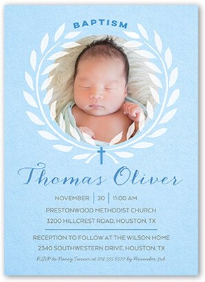 Baptism Invitations: Little Introduction Boy Baptism Invitation, Blue, Luxe Double-Thick Cardstock, Square