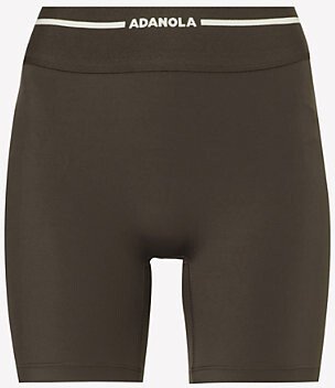 Adanola Womens Coffee Bean/cream Ultimate Crop Branded-waistband High-rise tretch-woven Bike horts