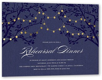 Rehearsal Dinner Invitations: Enlightened Evening Rehearsal Rehearsal Dinner Invitation, Purple, Gold Foil, 5X7, Luxe Double-Thick Cardstock, Square