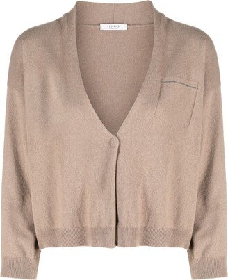 fine-knit V-neck cardigan