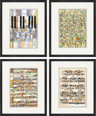 Paragon Picture Gallery Geometry of Music Framed Art, Set of 4