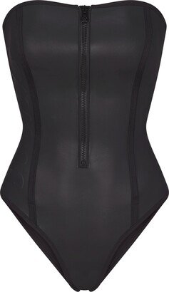 Rubberized Scuba Swim Strapless One Piece | Onyx