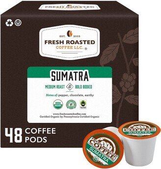 Fresh Roasted Coffee - Organic Sumatran Medium Roast Single Serve Pods - 48CT