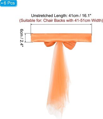 Unique Bargains 6Pcs Stretch Satin Chair Sashes Bows Chair Bands Decor Floating Tied - 6 Pack