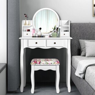 Makeup Vanity Table Drawers Oval Dressing Table Kids Gift