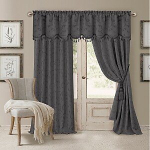 Mia Jacquard Scroll Blackout Window Curtain Panel, 52 x 84